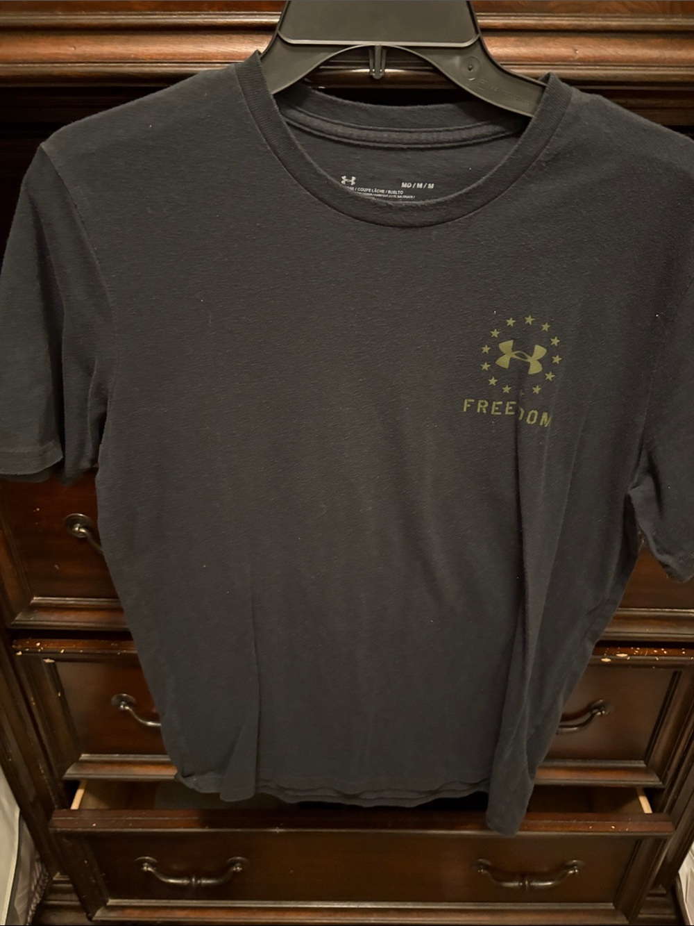 Under Armour Men’s Black Tee with Olive 'Freedom' Logo